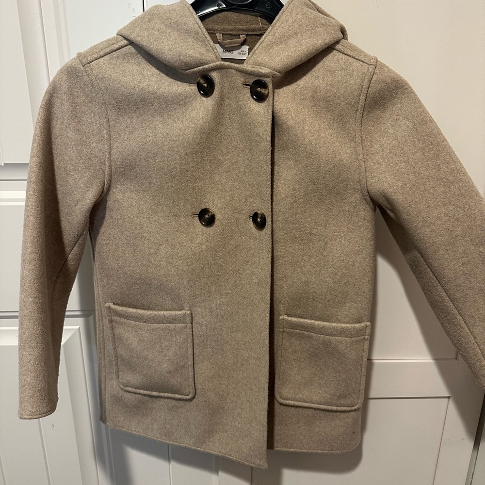 MNG Kids Tan Hooded Coat Sz 8